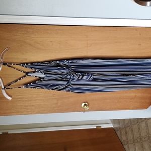 Striped Navy Sleeveless Jumpsuit with Tie Front